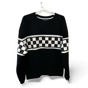 Urban Outfitters Black And White Checkered Crewneck Sweatshirt size large